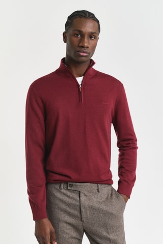 Camisola regular em lã merino - Bordô