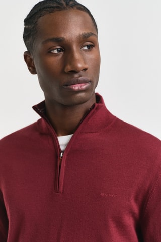 Camisola regular em lã merino - Bordô