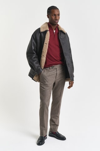 Camisola regular em lã merino - Bordô