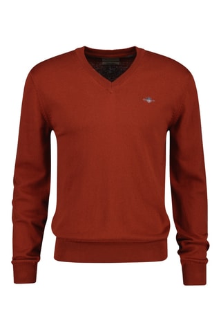 Camisola regular em lã de cordeiro - Ferrugem