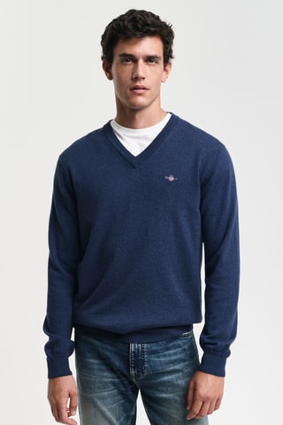 Camisola regular em algodão biológico - Azul-marinho