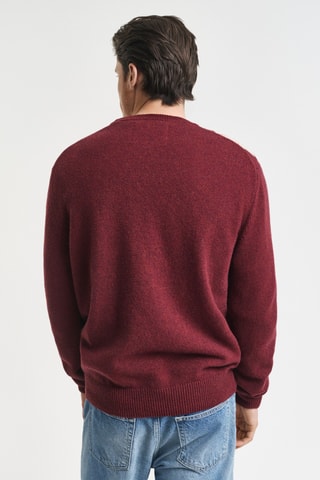 Camisola regular em lã de cordeiro - Bordô