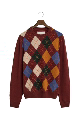 Camisola regular em lã de cordeiro - Bordô