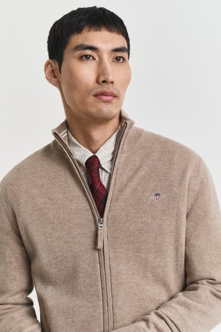 Casaco de malha regular em algodão biológico - Bege