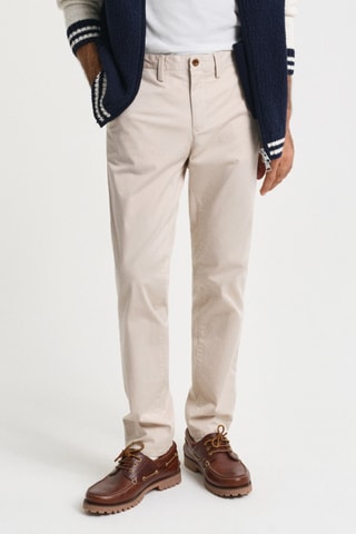 Calças chino slim em algodão biológico - Bege