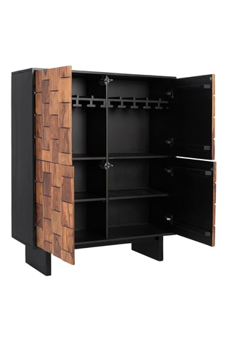 Meuble de bar 4 portes en manguier et bois de sheesam - 108 x 129 x 40 cm