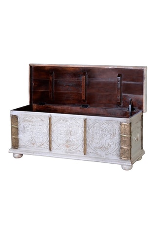 Coffre en manguier et bronze - 116 x 45 x 40 cm