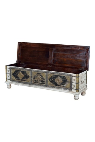 Coffre en manguier et bronze - 145 x 45 x 40 cm