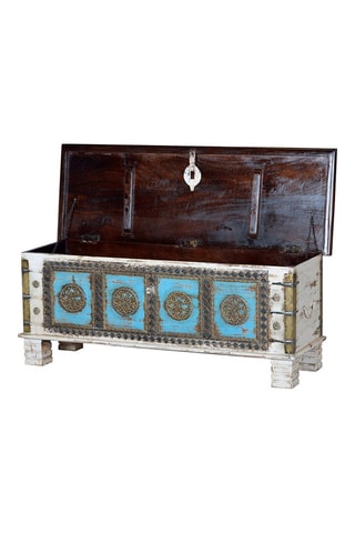 Coffre en manguier et bronze - 116 x 45 x 40 cm