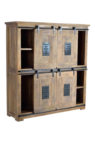 Armoire 4 portes en bois de manguier - 150 x 160 x 45 cm