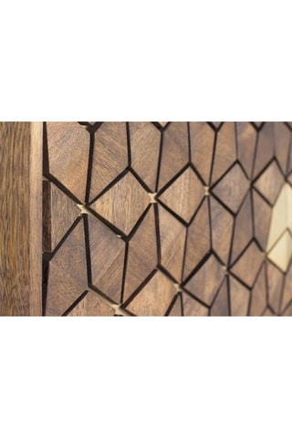 Bibliothèque 3 portes en bois de manguier - 143 x 130 x 40 cm