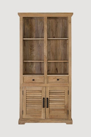 Bibliothèque 2 portes en bois de manguier - 90 x 180 x 40 cm