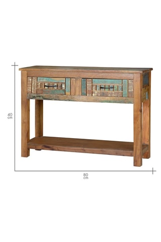 Console 2 tiroirs en bois recyclé - 106 x 76 x 33 cm