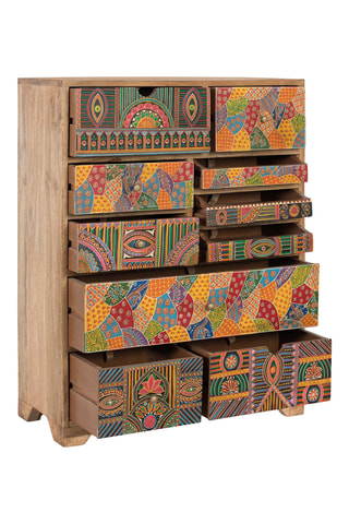 Commode 10 tiroirs en manguier - 70 x 90 x 30 cm