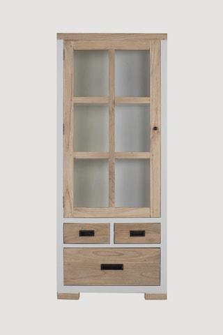 Vitrine 1 porte en bois de mindi - 75 x 180 x 40 cm