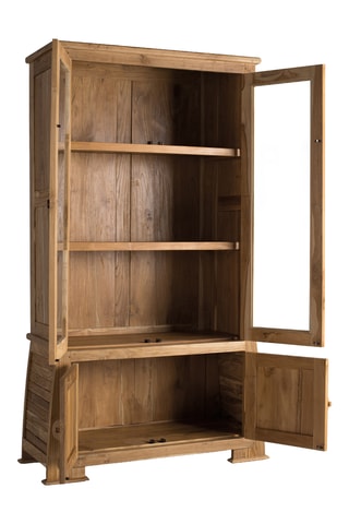Vitrine 4 portes en teck - 109 x 186 x 42 cm