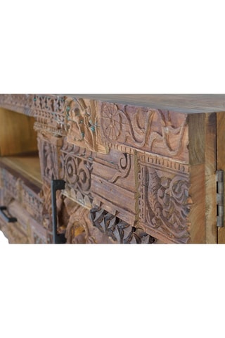 Buffet 2 portes en bois de manguier et bois - 180 x 60 x 50 cm