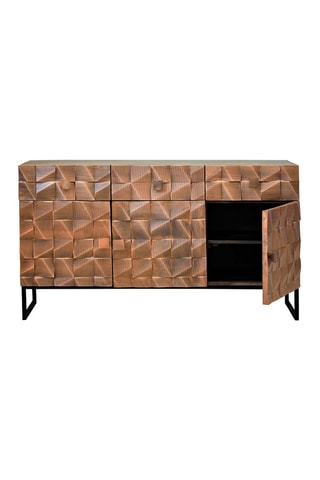 Buffet 3 portes en manguier et bronze - 142 x 80 x 42 cm