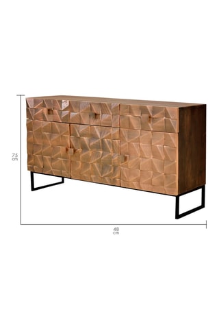 Buffet 3 portes en manguier et bronze - 142 x 80 x 42 cm
