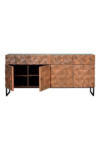 Buffet 4 portes en manguier et bronze - 170 x 42 x 80 cm