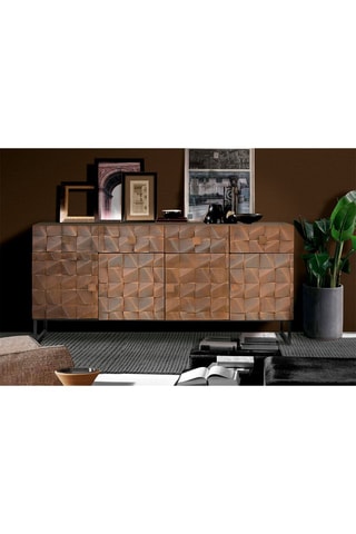 Buffet 4 portes en manguier et bronze - 170 x 42 x 80 cm