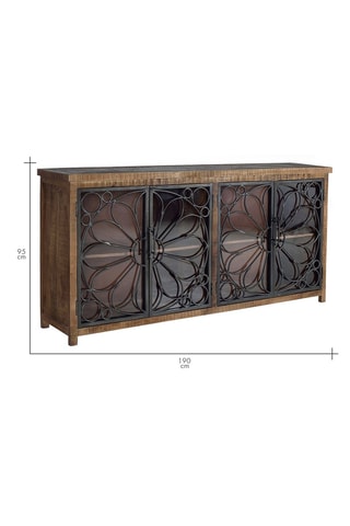 Buffet 4 portes en bois de manguier - 190 x 40 x 95 cm