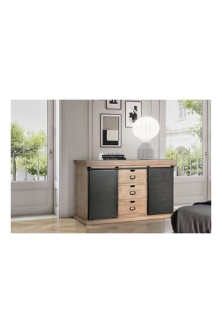 Buffet 2 portes en bois de manguier - 160 x 40 x 85 cm