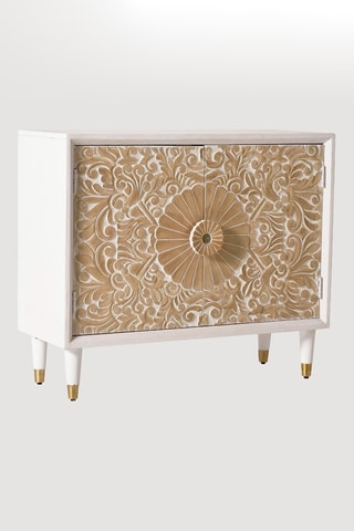 Buffet 2 portes en bois de manguier - 90 x 76 x 35 cm