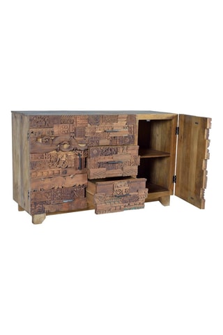 Buffet 2 portes en bois de manguier et bois - 150 x 92 x 50 cm