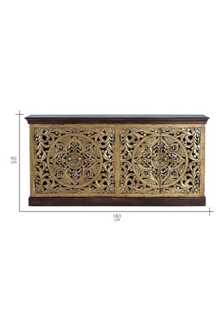 Buffet 4 portes en bois de manguier - 180 x 40 x 90 cm