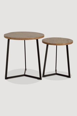 2 tables basses en bois de manguier - 56 x 56 x 60 cm