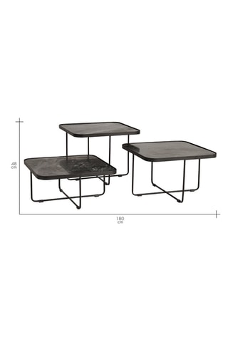 3 tables basses en marbre - 60 x 28/38/48 x 60 cm