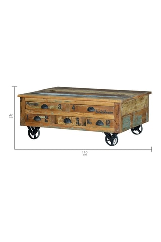 Table basse 2 abattants en manguier - 110 x 70 x 42 cm