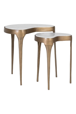 2 tables d’appoint gigognes en manguier massif - 60 x 70 x 70 cm / 44 x 50 x 50 cm