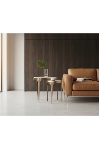 2 tables d’appoint gigognes en manguier massif - 60 x 70 x 70 cm / 44 x 50 x 50 cm