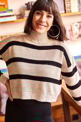 Camisola slim - Bege