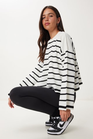 Camisola regular - Branco e preto