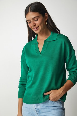 Camisola regular - Verde-escuro