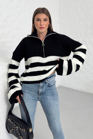 Camisola em algodão biológico - Preto e branco