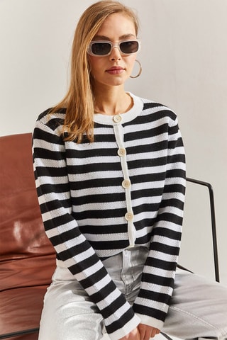 Casaco regular - Branco e preto