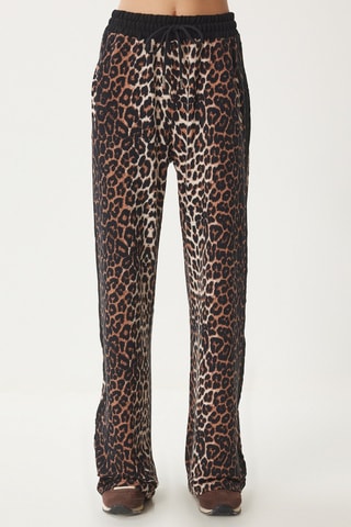 Calças wide legs de cintura alta - Preto e bege