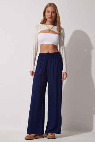 Calças palazzo - Azul marinho
