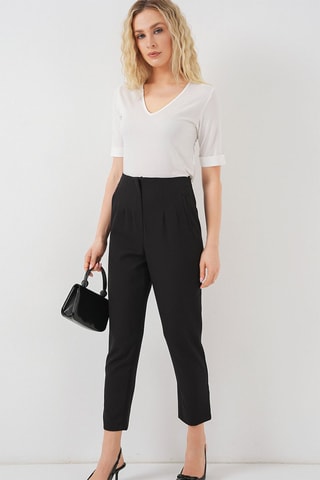 Calças 7/8 cintura alta - Preto