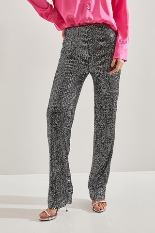 Calças regular - Prateado