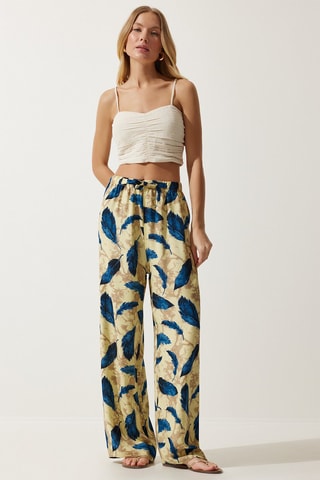 Calças wide legs - 
Bege