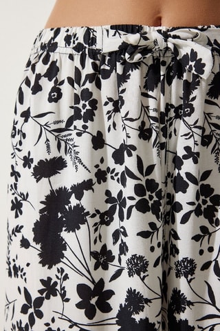 Calças palazzo de cintura alta - Branco