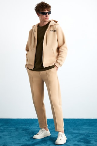 Calças de treino em algodão biológico - Bege-claro