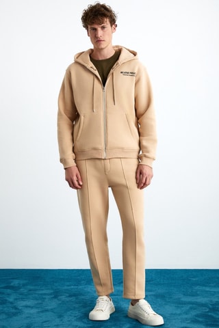 Calças de treino em algodão biológico - Bege-claro