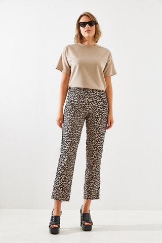 Calças regular - Bege e antracite