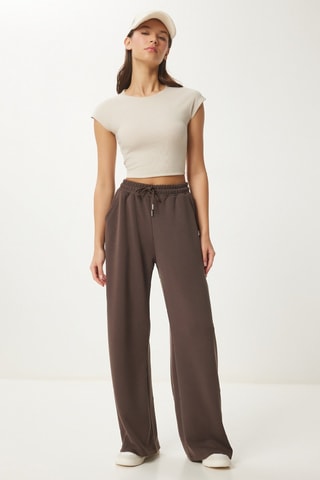 Calças wide legs - Castanho